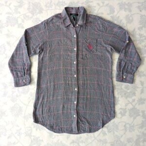 Lauren Ralph Lauren blue and pink plaid cotton shirt tunic womens